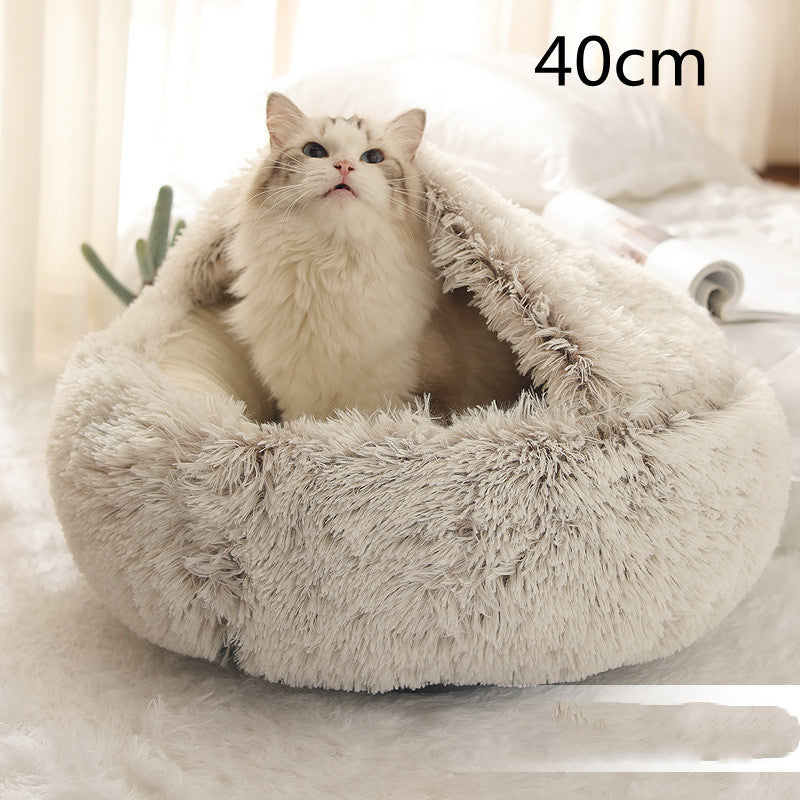 Round Plush Winter Pet Bed - World Fusion