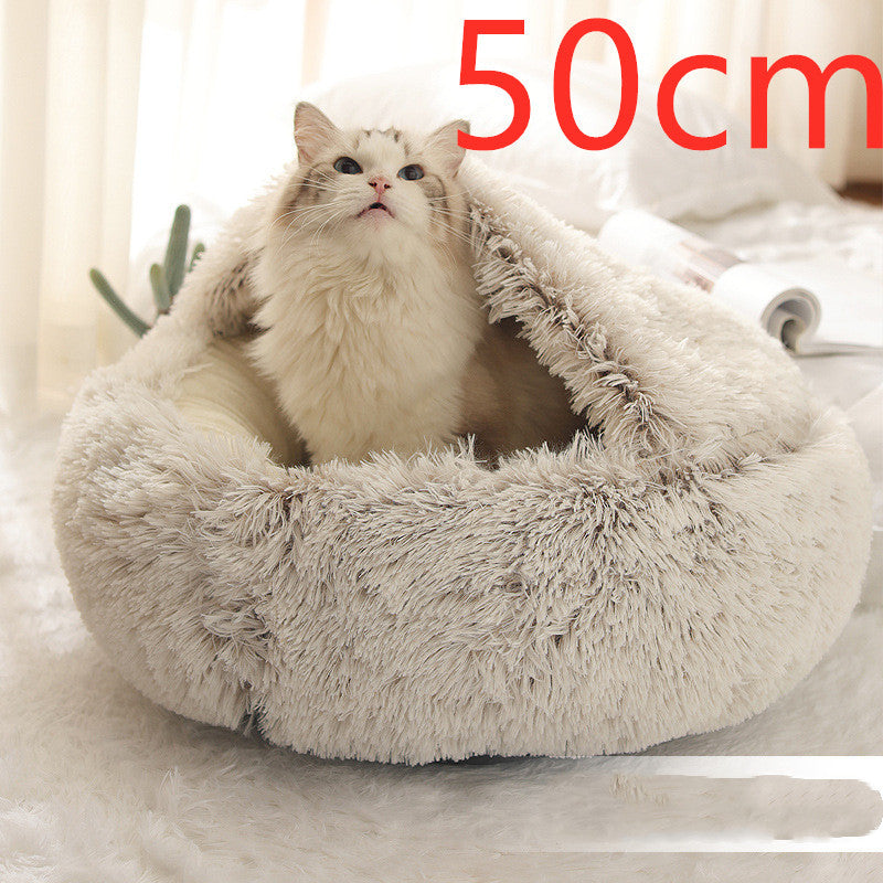 Round Plush Winter Pet Bed - World Fusion