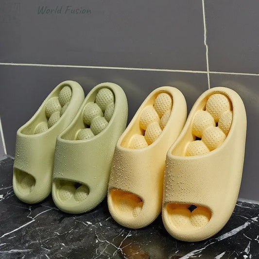 Ball Massage Sole Design Bathroom Slippers Women's House Shoes Indoor Non-Slip Floor Home Slippers Summer - World Fusion