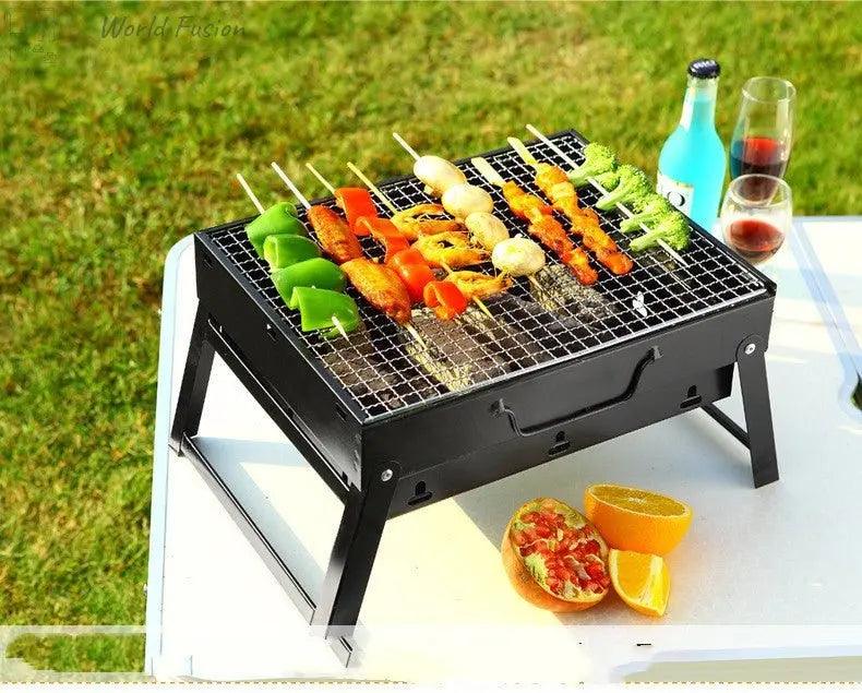 Barbecue Large Outdoor Barbecue Portable Charcoal Grill BBQ Barbecue Folding Barbecue Grill - World Fusion