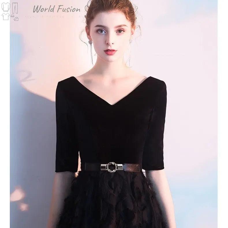Black Evening Dress Women Noble Elegant And Slim - World Fusion