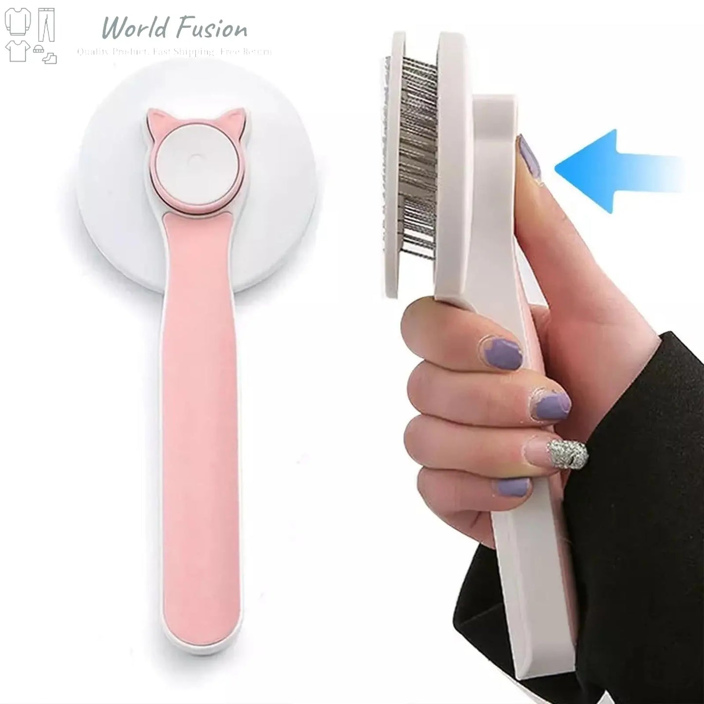 Cat Grooming Brush, Self Cleaning Slicker Brushes For Dogs Pet Hair Removal Comb Stainless Steel Needle Cat Brush Self Cleaning For Cats Dogs Hair Remover Scraper Pet Grooming Tool - World Fusion