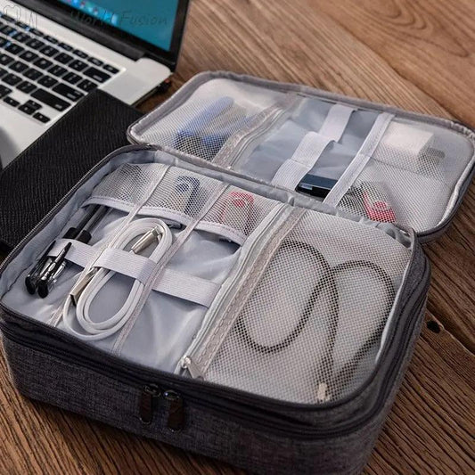 Electronics Organizer Travel Cable Organizer Bag Waterproof Portable Digital Storage Bag Electronic Accessories Case Cable Charger Organizer Case Multifunctional Waterproof Storage Bag - World Fusion