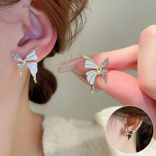 Rhinestone Butterfly Stud Earrings for Women