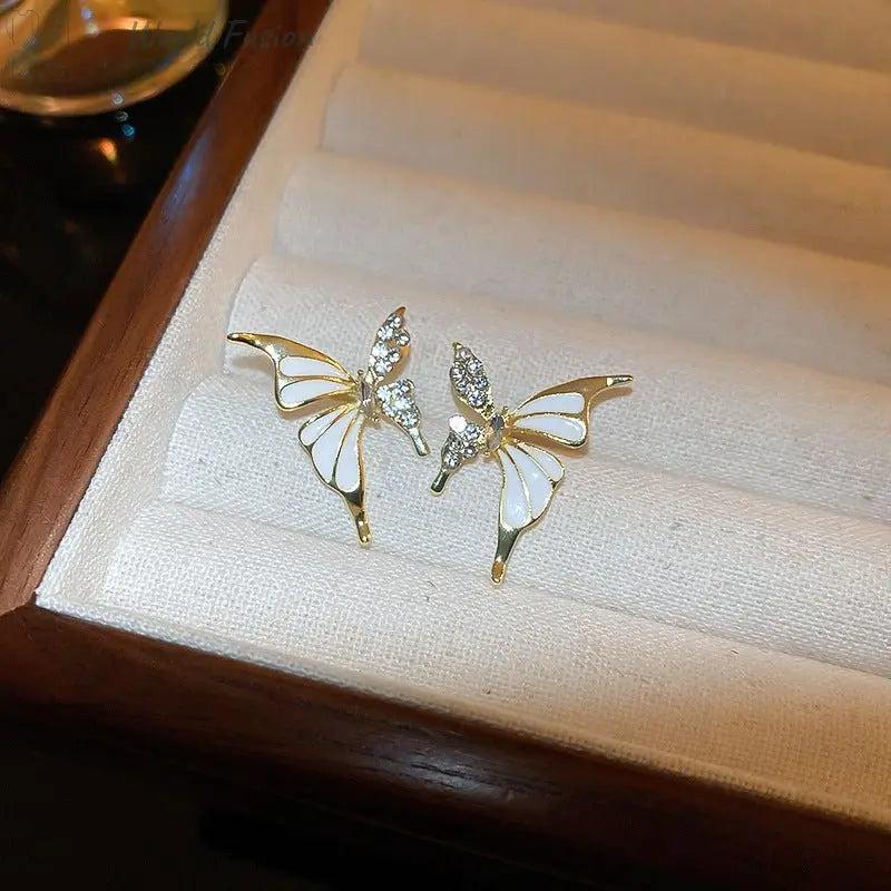 Fashion Jewelry Rhinestone Dripped Butterflies Stud Earrings Sweet Everyday Versatile Jewelry For Women - World Fusion