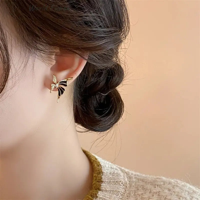 Fashion Jewelry Rhinestone Dripped Butterflies Stud Earrings Sweet Everyday Versatile Jewelry For Women - World Fusion