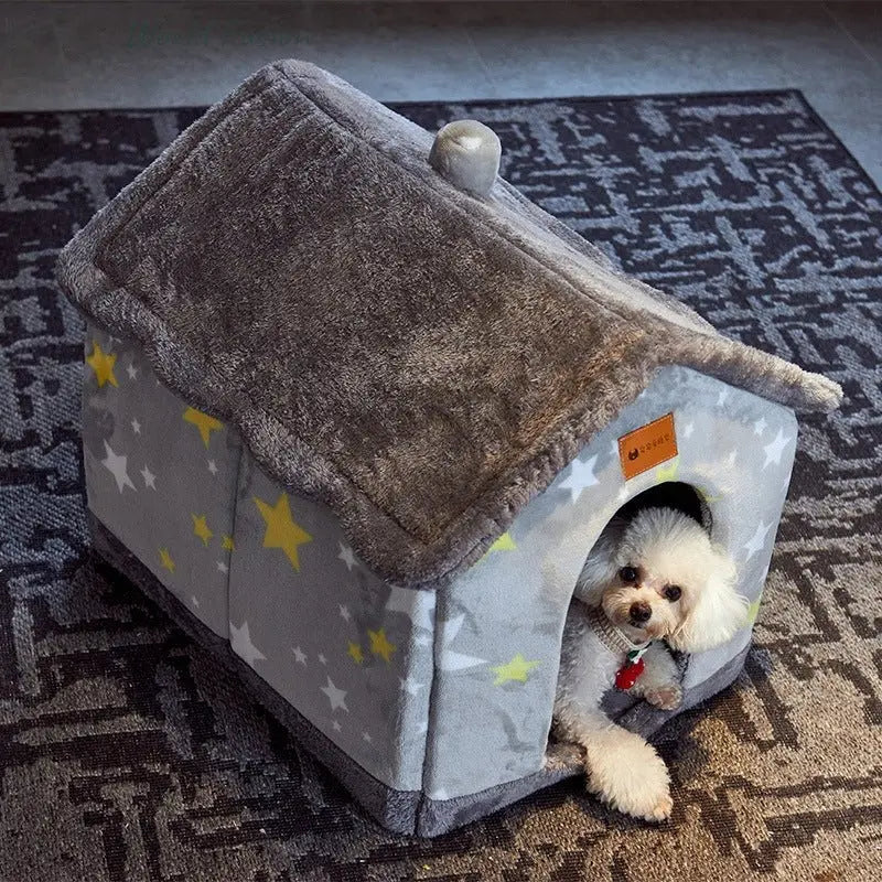 Foldable Dog House Pet Cat Bed Winter Dog Villa Sleep Kennel Removable Nest Warm Enclosed Cave Sofa Pets Supplies - World Fusion