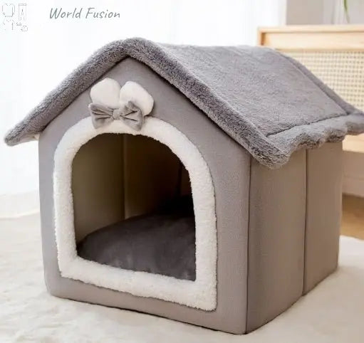 Foldable Dog House Pet Cat Bed Winter Dog Villa Sleep Kennel Removable Nest Warm Enclosed Cave Sofa Pets Supplies - World Fusion