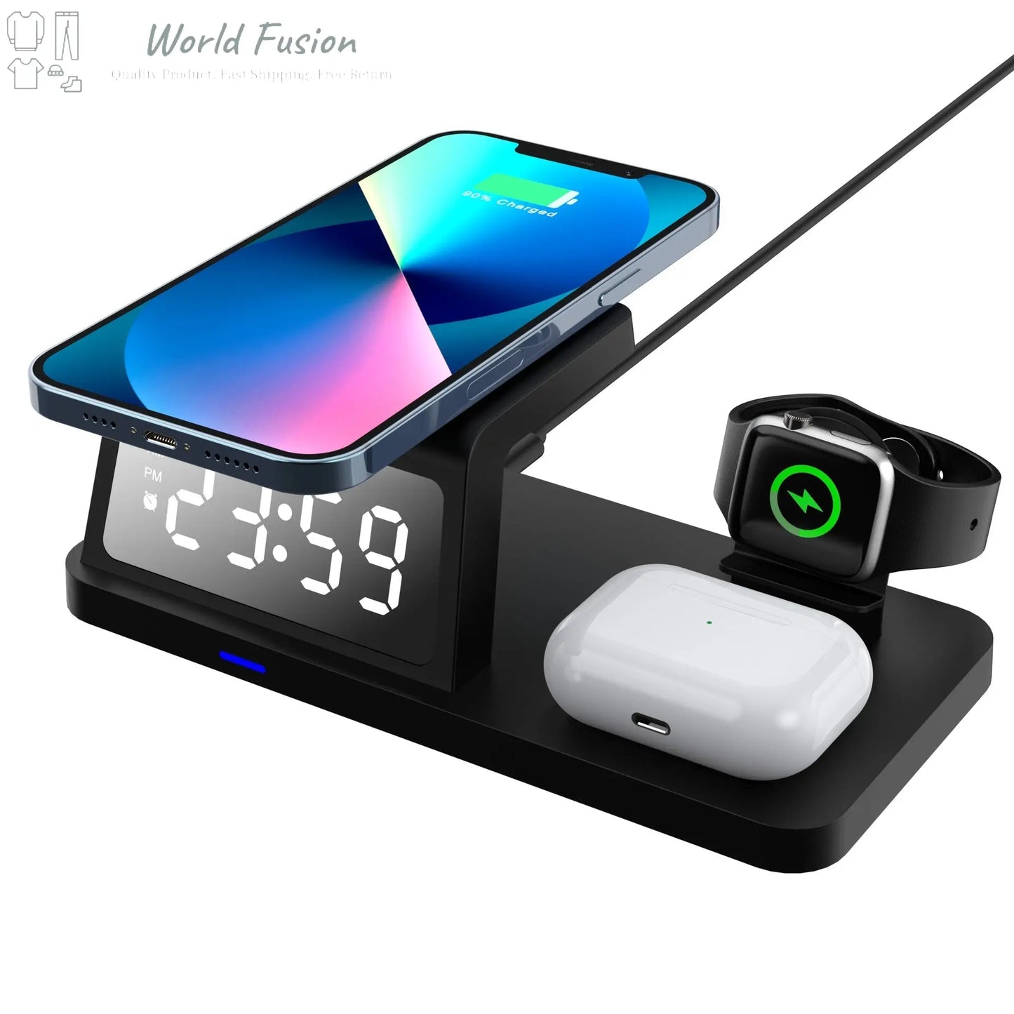 Four-in-one Clock Wireless Charger Fast Charger - World Fusion
