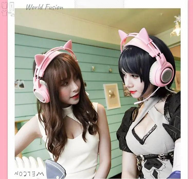 G951 Gaming Headset USB 7.1 Virtual Surround Sound Headsets LED Cat Ear Headphones - World Fusion