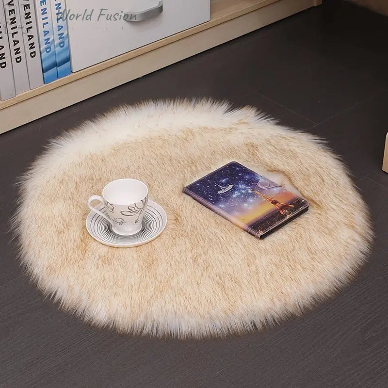Hair Plush Carpet Floor Mats Household Floor Mats  Wool Round Bedroom Carpets - World Fusion