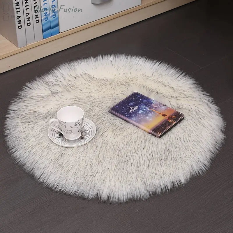 Hair Plush Carpet Floor Mats Household Floor Mats  Wool Round Bedroom Carpets - World Fusion