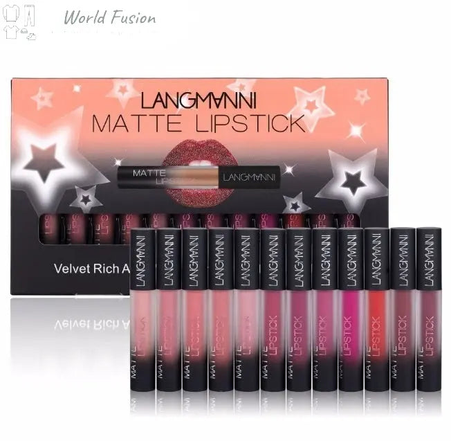 Matte Lipstick Waterproof Long-lasting Velvet Lipstick Set - World Fusion
