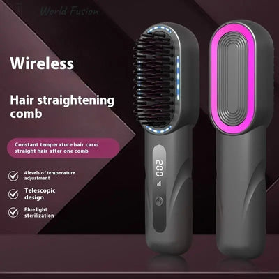 Negative Ion Straight Comb Blue Light Hair Care Hair Curler And Straightener Dual-use - World Fusion