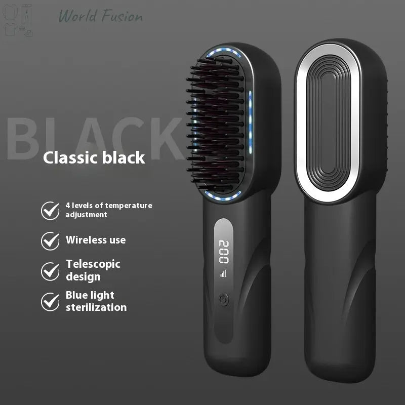 Negative Ion Straight Comb Blue Light Hair Care Hair Curler And Straightener Dual-use - World Fusion