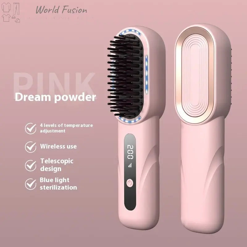 Negative Ion Straight Comb Blue Light Hair Care Hair Curler And Straightener Dual-use - World Fusion