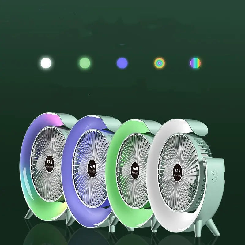 New Bright Night Light Charging Fan Desktop Silent Mini Electric Fan Portable Fan USB - World Fusion