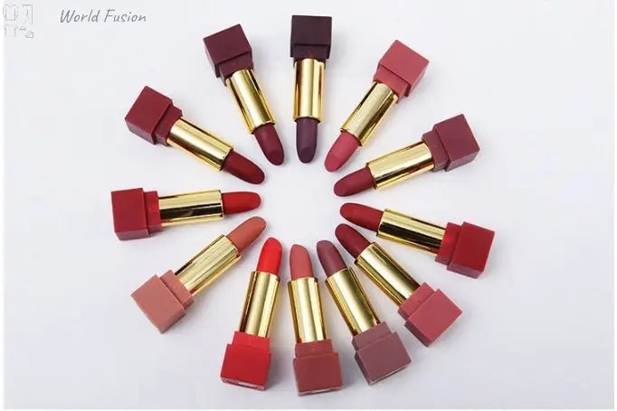 New set of 12-color square tube lipstick matte lipstick - World Fusion