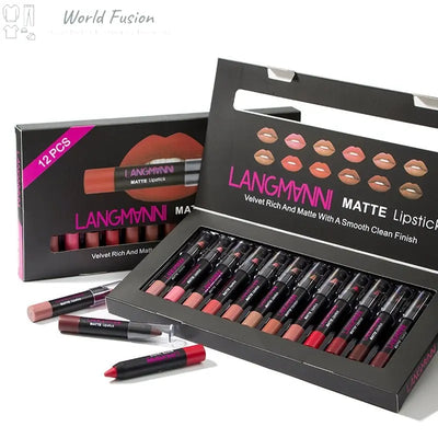 Non-Stick Cup Matte Lipstick And Lip Gloss Set - World Fusion