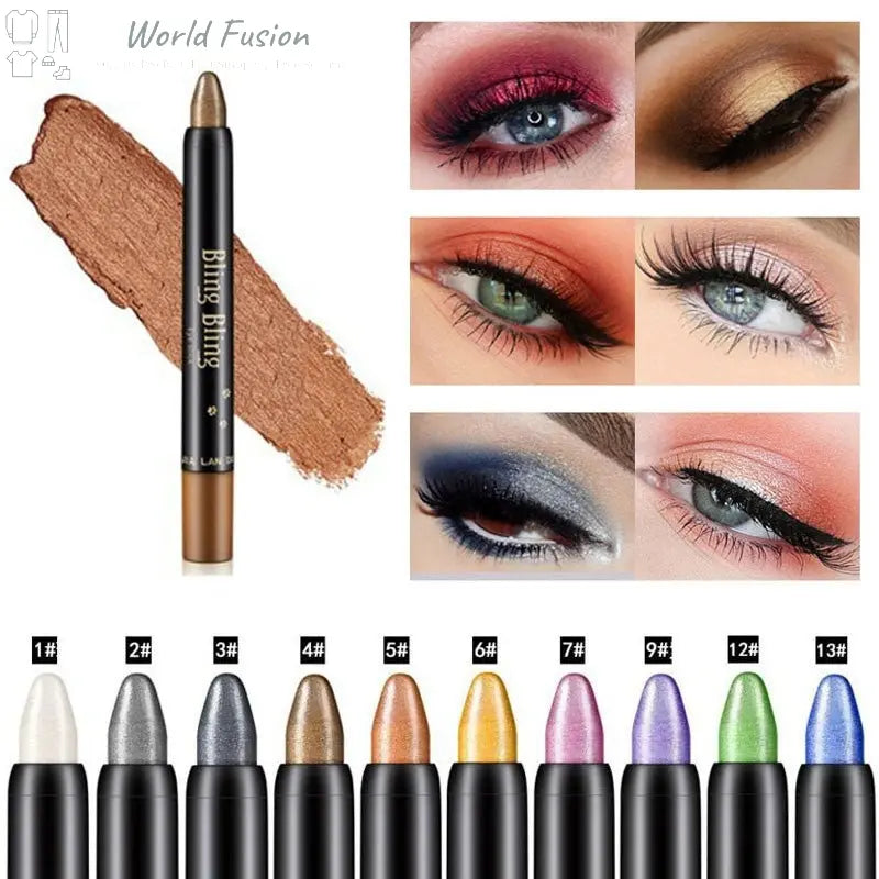 Pearlescent Silkworm Eyeshadow Pen Lasting Waterproof And Not Blooming Shiny Pearlescent Gel Pen 15 Color Eye Shadow Pen - World Fusion
