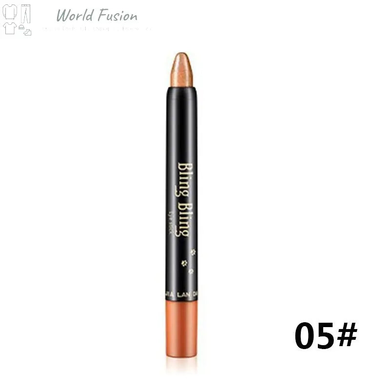 Pearlescent Silkworm Eyeshadow Pen Lasting Waterproof And Not Blooming Shiny Pearlescent Gel Pen 15 Color Eye Shadow Pen - World Fusion