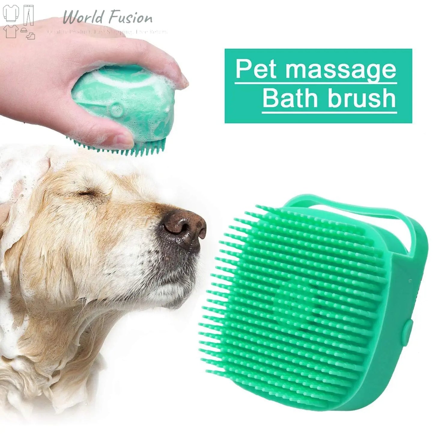 Pet Dog Shampoo Massager Brush Cat Massage Comb Grooming Scrubber Shower Brush For Bathing Short Hair Soft Silicone Brushes - World Fusion