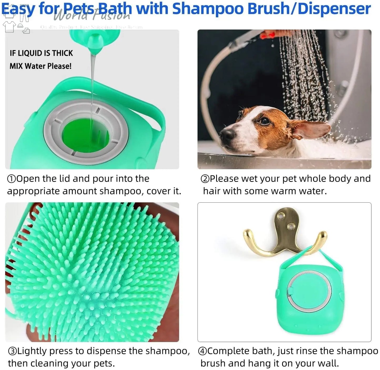 Pet Dog Shampoo Massager Brush Cat Massage Comb Grooming Scrubber Shower Brush For Bathing Short Hair Soft Silicone Brushes - World Fusion