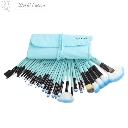 Professional 32Pcs Makeup Brush Foundation Eye Shadows Powder Blue Make Up Brushes Tools Cosmetic Bag pincel maquiagem Brushes - World Fusion