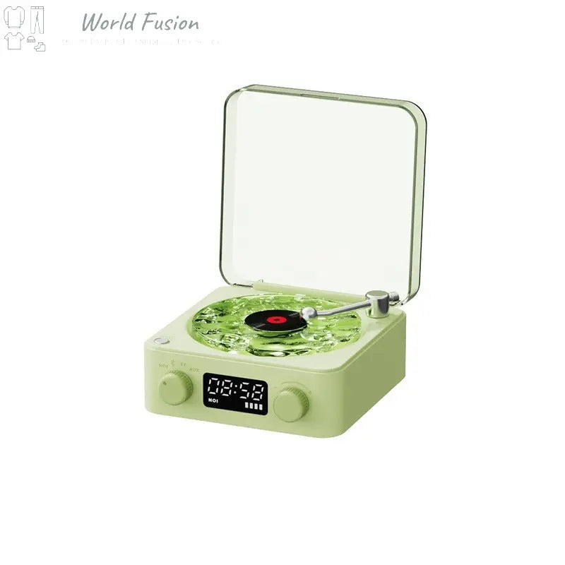 Retro Turntable Speaker Wireless Bluetooth 5.0 Vinyl Record Player Stereo Sound With White Noise RGB Projection Lamp Effect - World Fusion