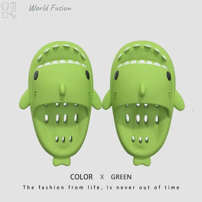 Shark Slippers With Drain Holes Shower Shoes For Women Quick Drying Eva Pool Shark Slides Beach Sandals With Drain Holes - World Fusion