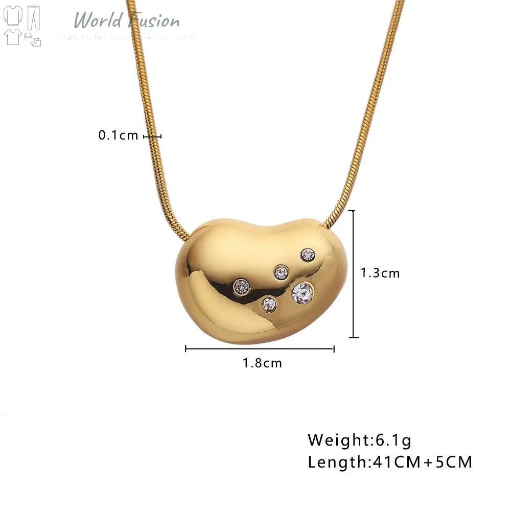 Stainless Steel Irregular Clavicle Chain Heart Shape With Diamond - World Fusion
