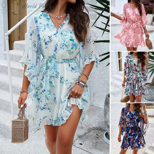 Summer Floral Print Dress - World Fusion