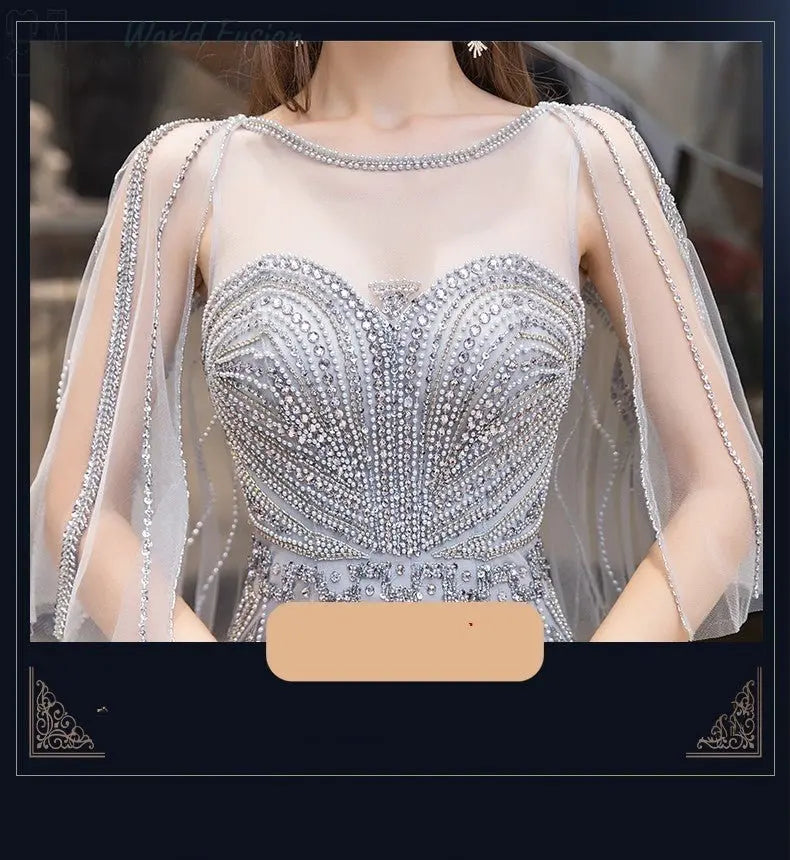Temperament High-end Bride Fishtail Evening Dress Woman - World Fusion