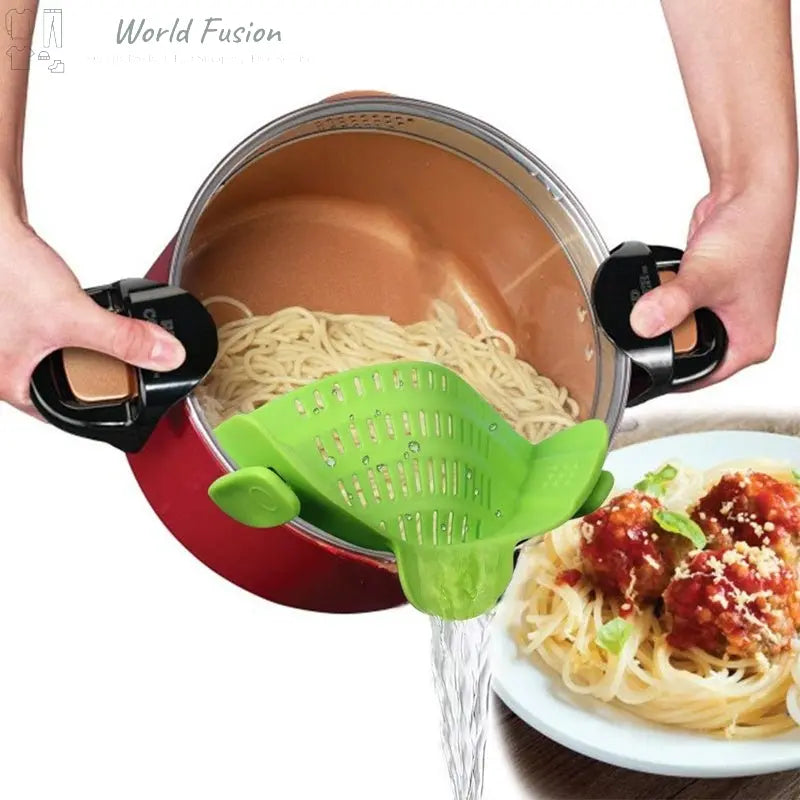 Silicone Pan Pot Strainer Anti-spill Pasta Pot Strainer Food Grade Rice Fruit Colander Strainer - World Fusion