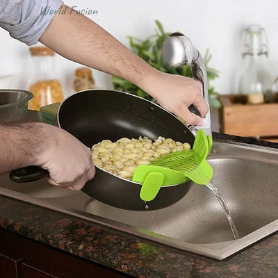 Silicone Pan Pot Strainer Anti-spill Pasta Pot Strainer Food Grade Rice Fruit Colander Strainer - World Fusion