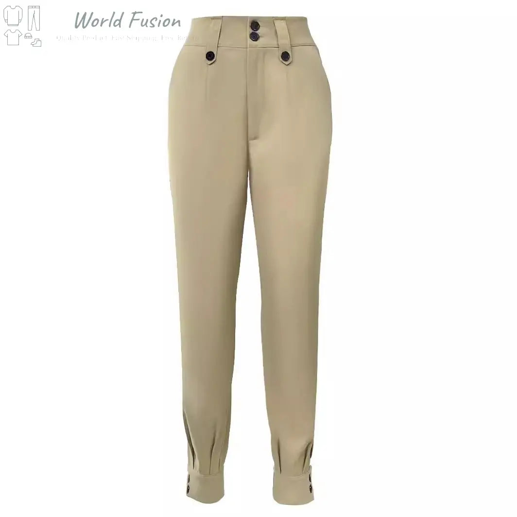 Women's Fashion Casual Everyday Joker Solid Color Trousers - World Fusion