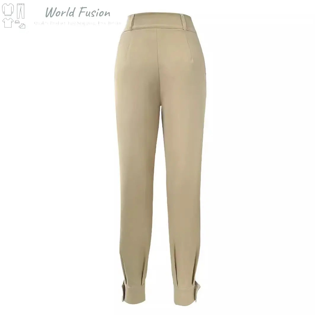 Women's Fashion Casual Everyday Joker Solid Color Trousers - World Fusion