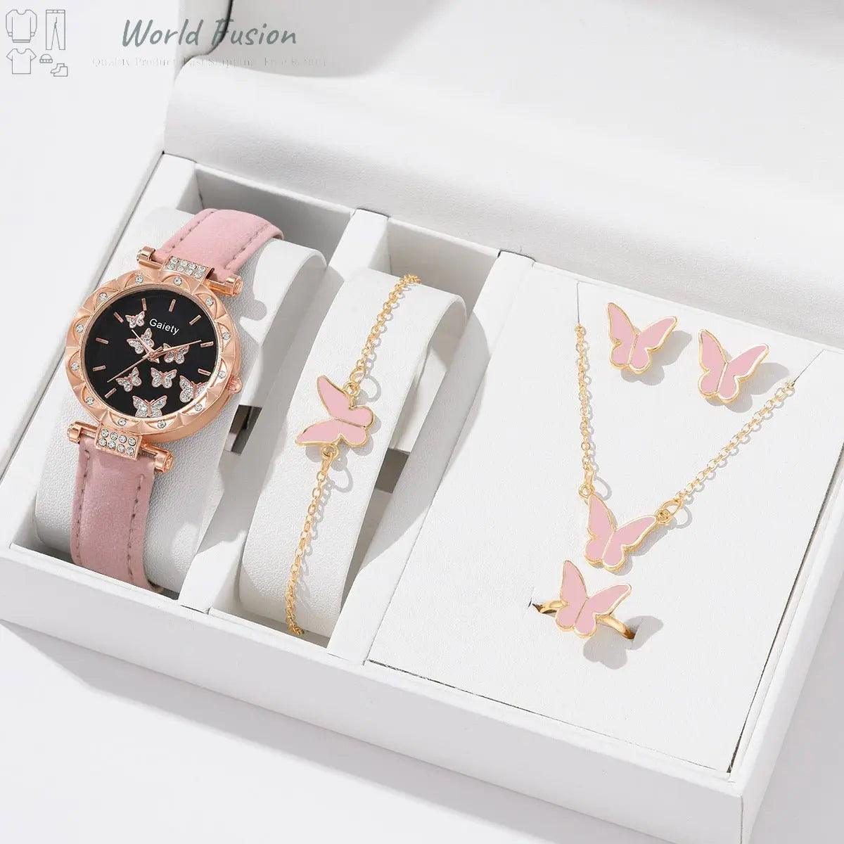 Women's Fashion Simple Butterfly Digital Belt Watch - World Fusion