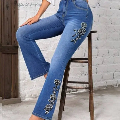 Floral Embroidered Jeans