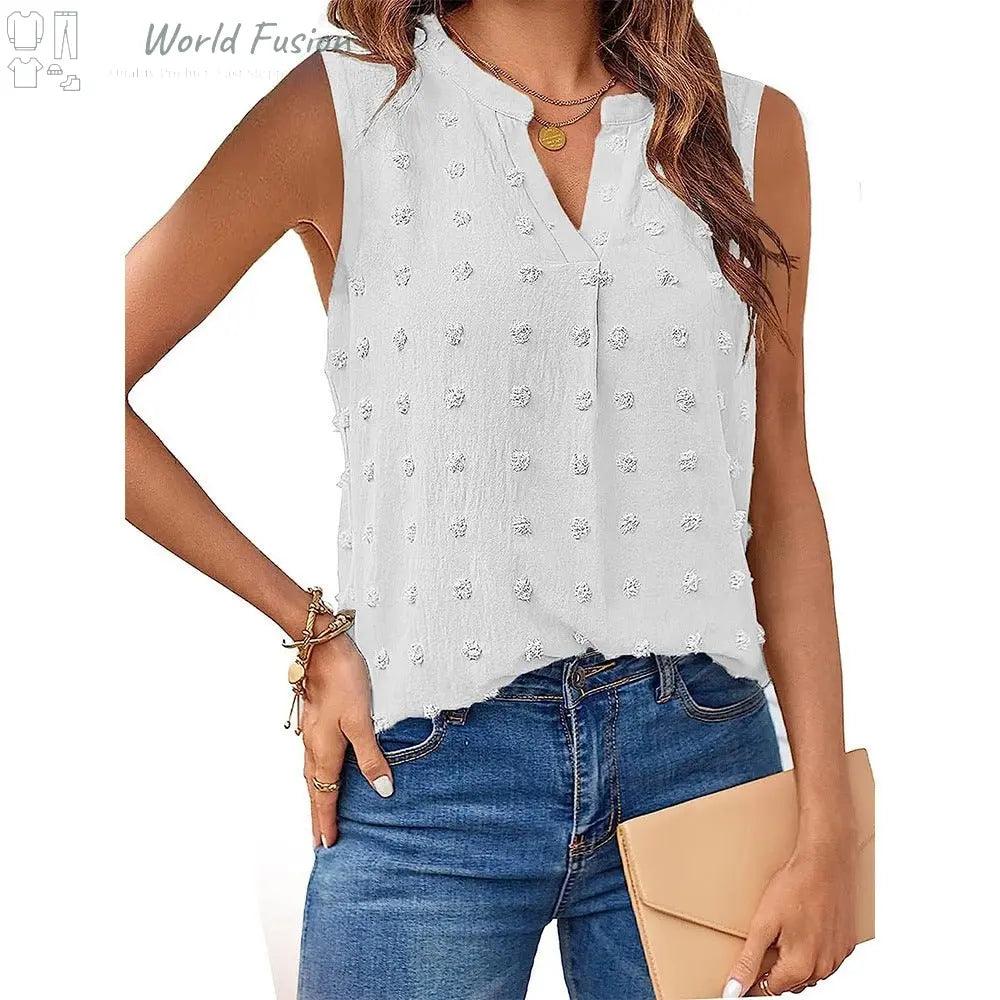 Women's Jacquard Sleeveless V-neck Vest - World Fusion