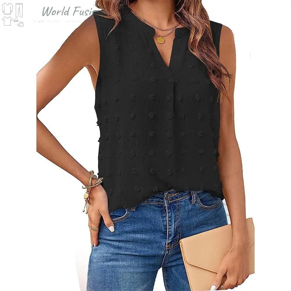 Women's Jacquard Sleeveless V-neck Vest - World Fusion