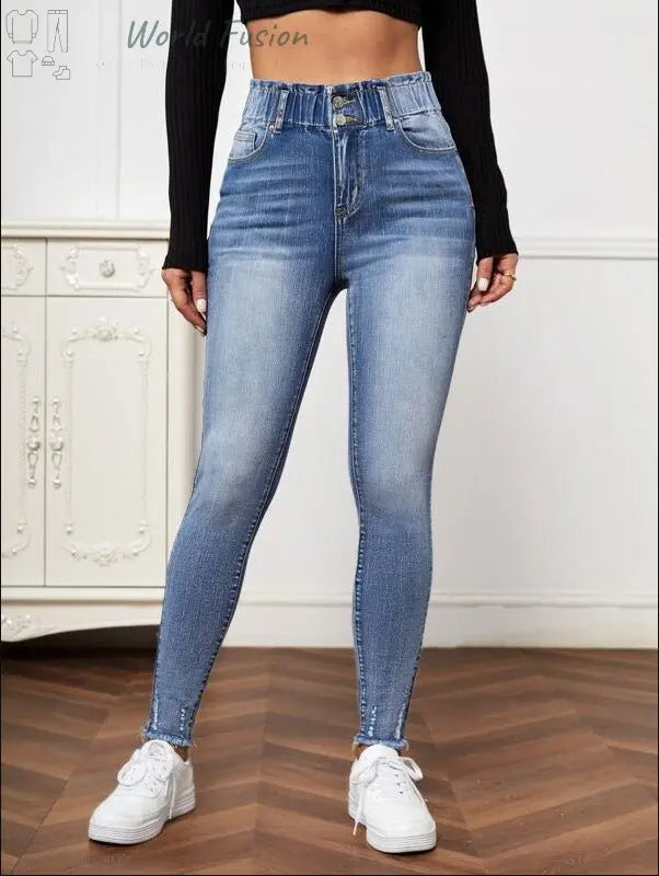 Women's New Fashion Jeans High Elastic Tight Jeans - World Fusion