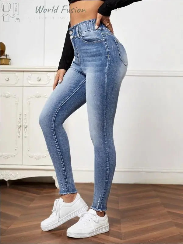 Women's New Fashion Jeans High Elastic Tight Jeans - World Fusion